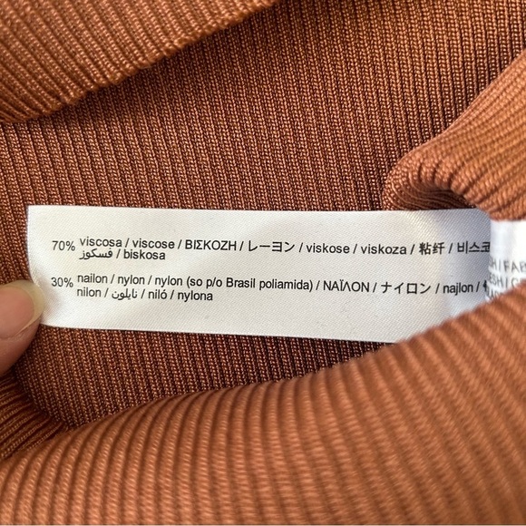 Zara Women’s Ribbed Cut-Out Long Sleeve Knit Top Brown Size Small NWT - Picture 11 of 14